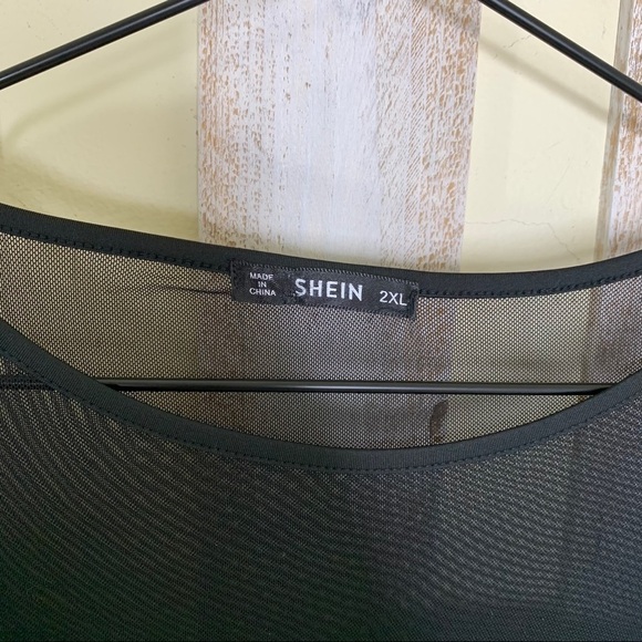 SHEIN Black Sheer Shoulder Bell Cuff Body Suit - Picture 3 of 8